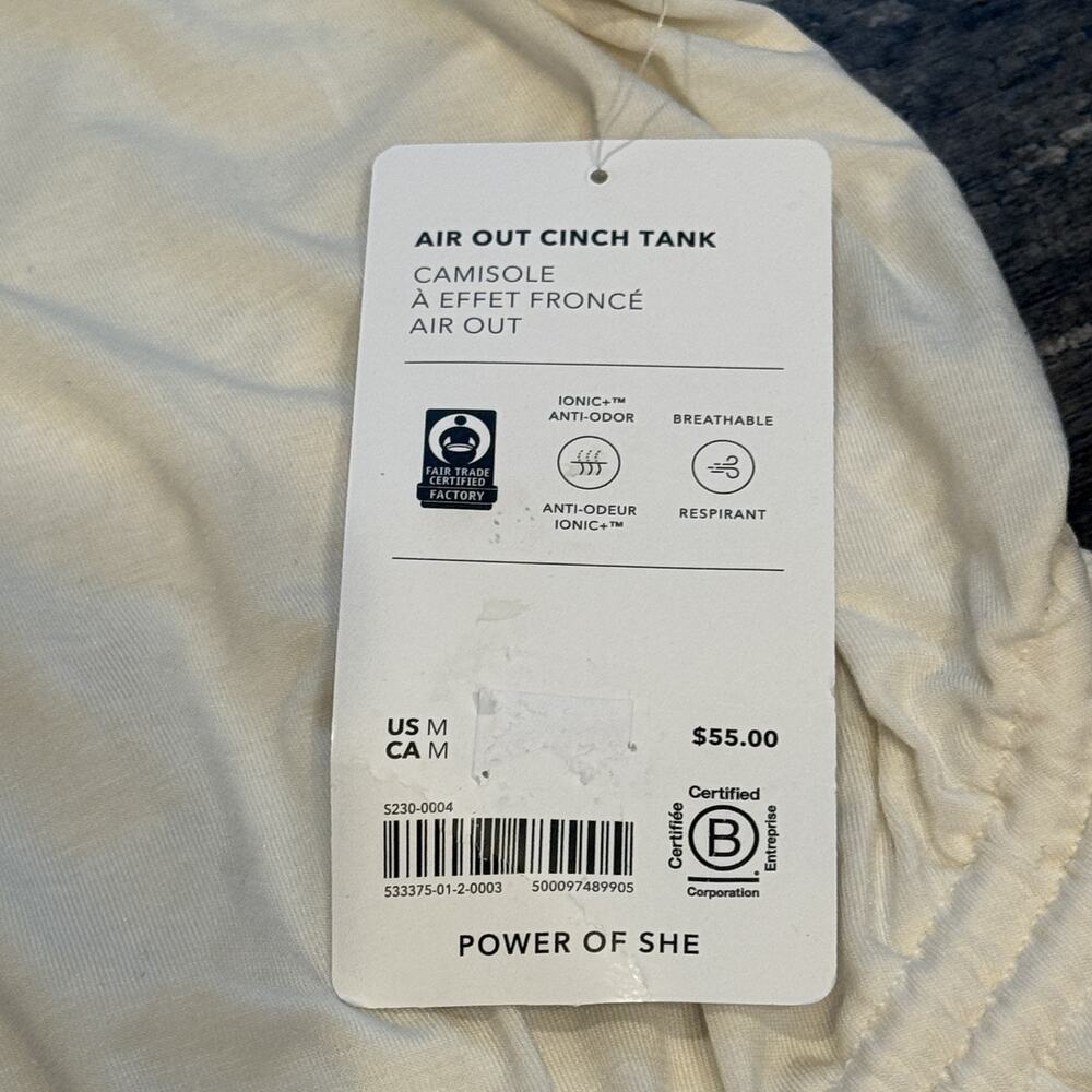 Athleta Air Out Cinch‎ Tank Camisole Womens Medium White Sleeveless Athletic NWT - Picture 9 of 14